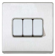 Aspect 3G 20A SP 2 Way Switch Brushed Stainless Steel White Insert