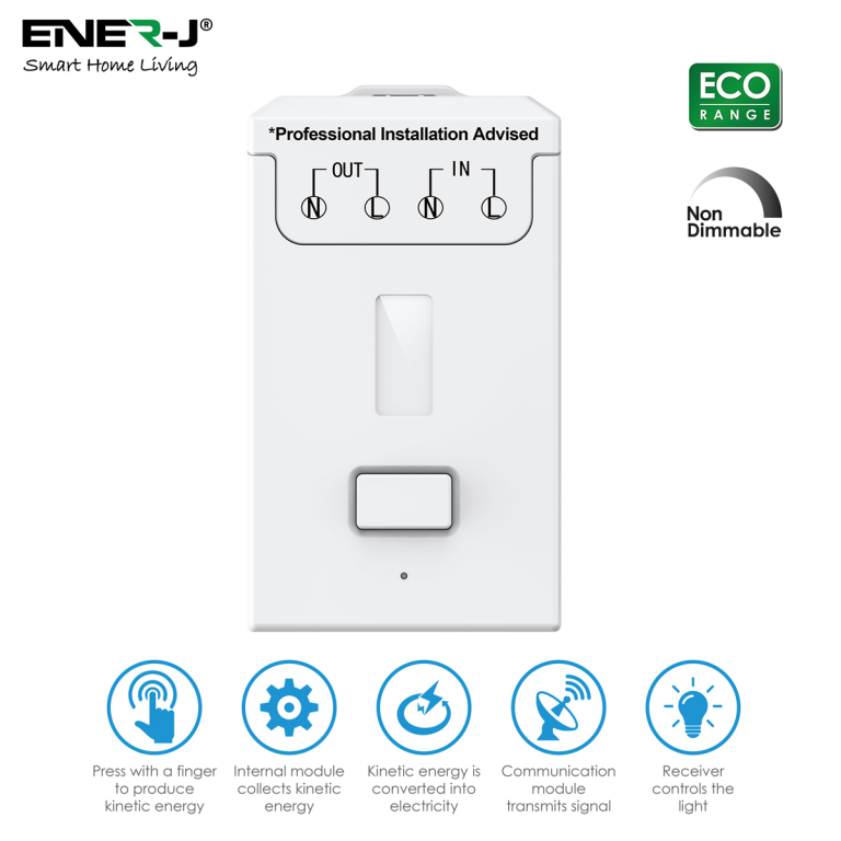 ENERJ Non Dimmable 500W RF Receiver for ECO RANGE KINETIC SWITCHES