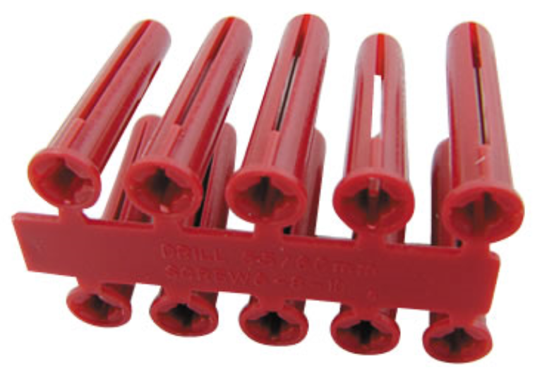 OLYMPIC FIXING 050-075-010 RED RAWL PLUGS (PACK 100)