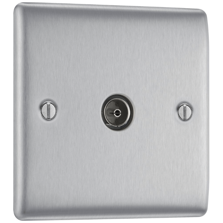 BG NBS60 1G COAXIAL SOCKET OUTLET | BRUSHED CHROME