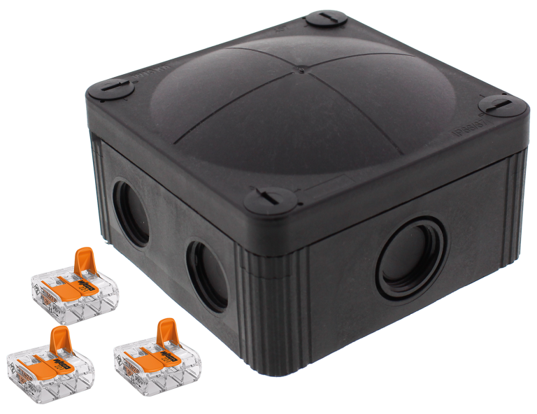 Wiska 10109673 Junction Box 32A Black with WAGO terminals
