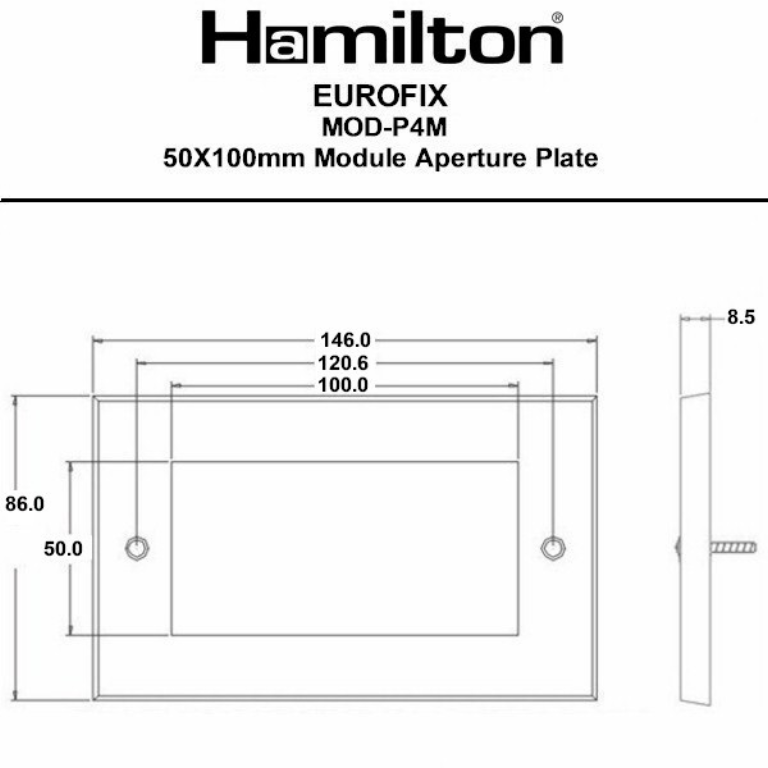 Hamln MOD-P4MW Blank Frontplate 50x100mm