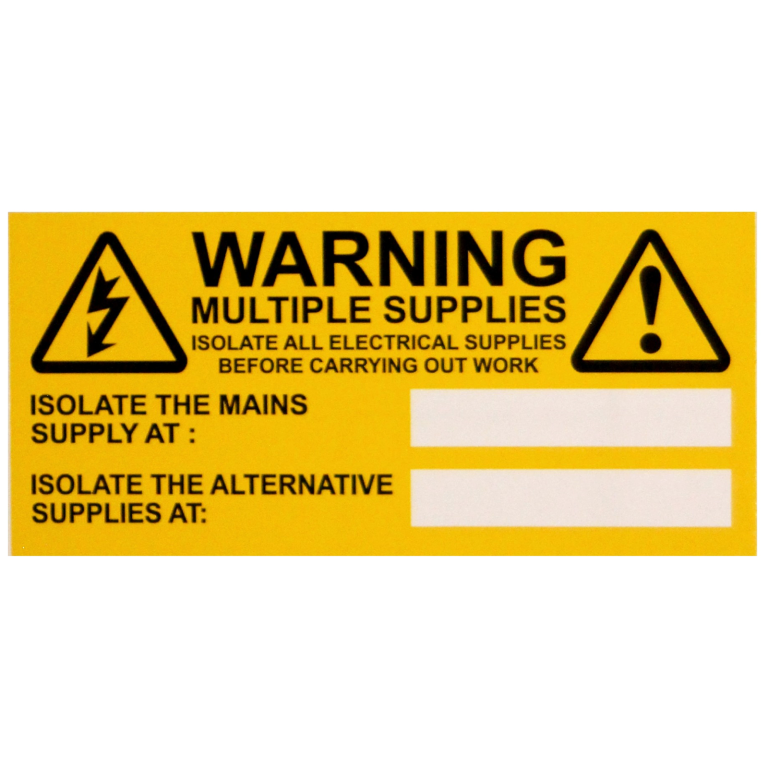 MULTIPLE SUPPLY WARNING NOTICE LABELS (PACK 10)