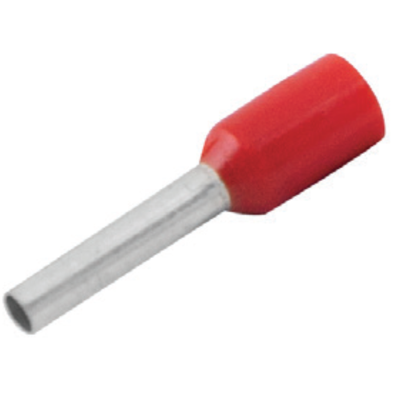 UNICRIMP QBFR1 1.0MM BOOTLACE FERRULE INSULATED - RED (PACK 100)
