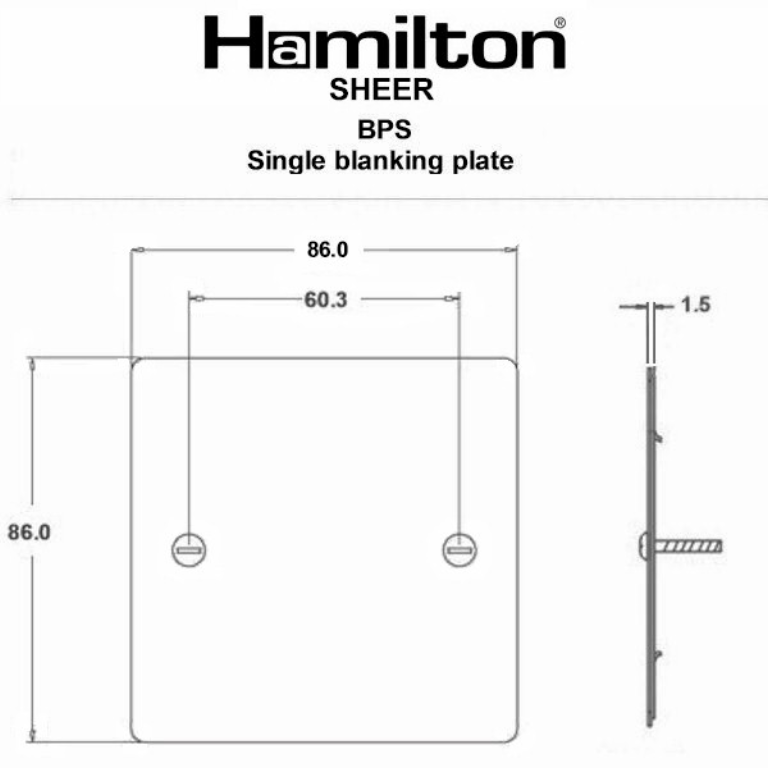 Hamilton Sheer Satin Stainless Single Blank Plate