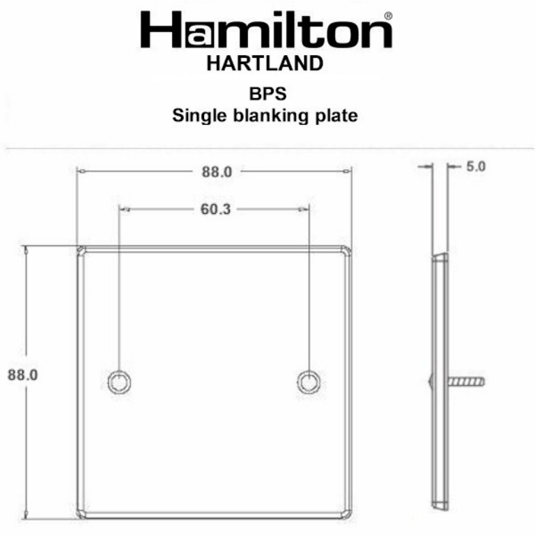 Hamilton Hartland Satin Stainless Single Blank Plate