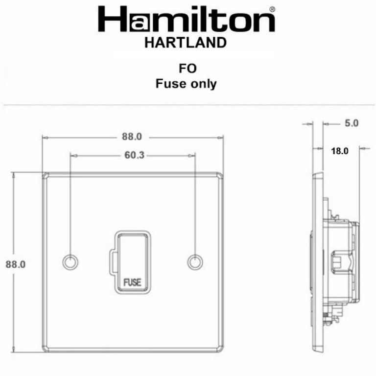 Hamilton Hartland Satin Stainless 1 Gang 13A Fuse Only with Satin Stainless Inserts + White Surrounds
