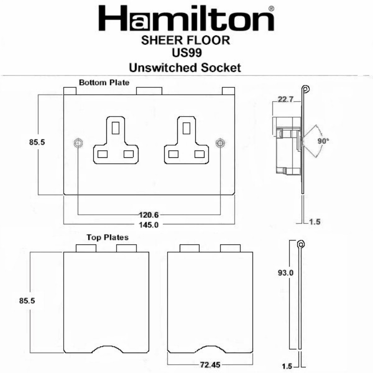 Hamln 84DUS99W Unswitched Socket 2G 13A