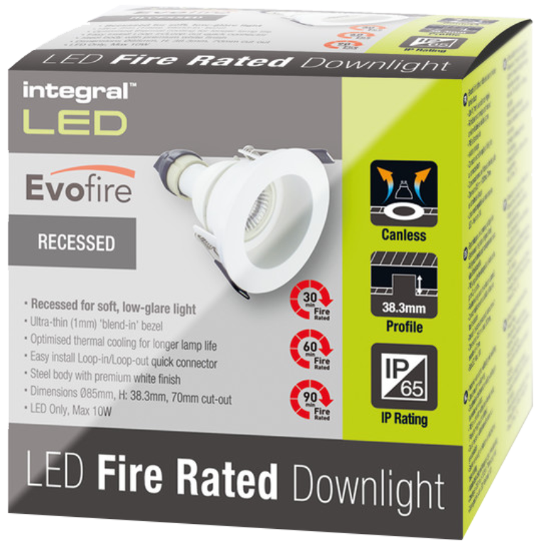 EVOFIRE FIRE RATED DOWNLIGHT IP65 ANTI-GLARE WHITE ROUND