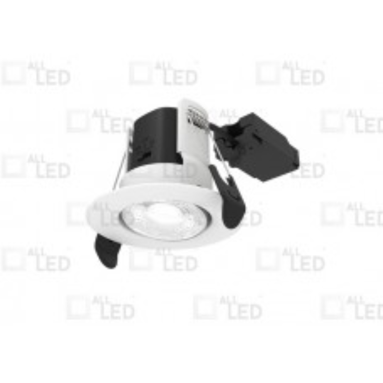 Atom Adjustable 5W IP65 CCT Selectable Dimmable LED Fire Rated Downlight Polar White Finish
