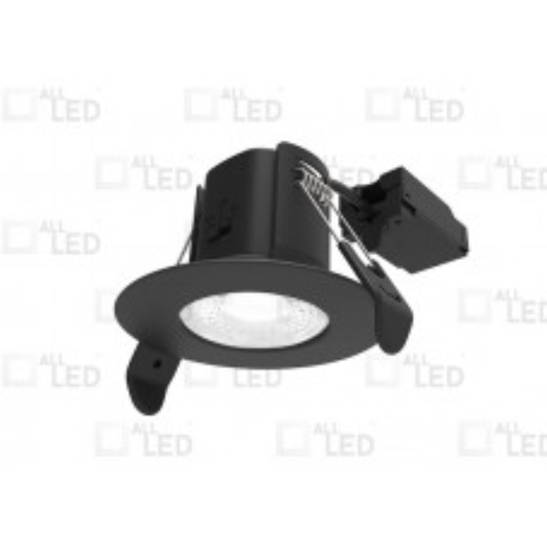 Atom Fixed 5W IP65 CCT Selectable Dimmable LED Fire Rated Downlight Carbon Black Finish