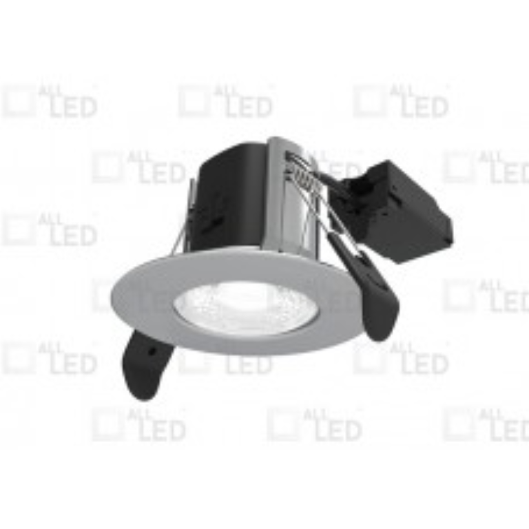 Atom Fixed 5W IP65 CCT Selectable Dimmable LED Fire Rated Downlight Satin Nickel Finish