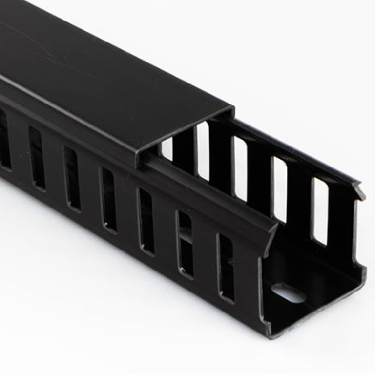 75x75mm Closed Slot Cable Trunking Black