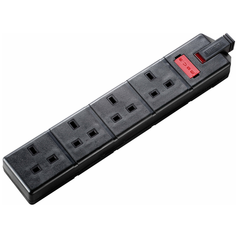 Masterplug Extension Socket 4W Fuse Neon Black