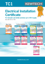 Kewtech Electrical Installation Certificate for up to 100A Supply