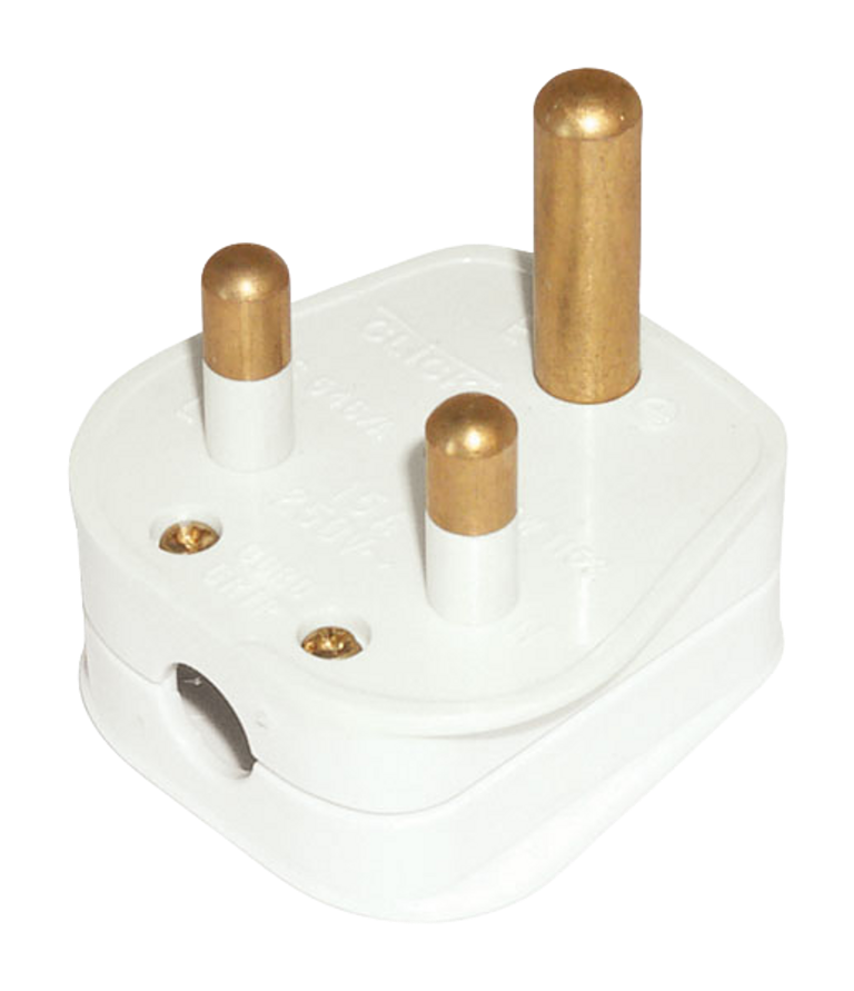 Round Pin Unfused Plug Top 5A White