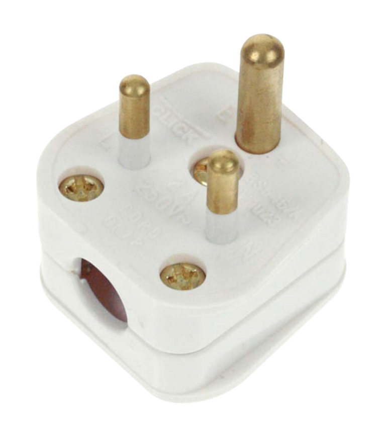 Round Pin Unfused Plug Top 2A White