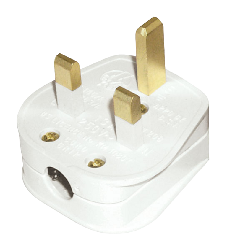 13A White Resilient Plug Top With Bar Grip 