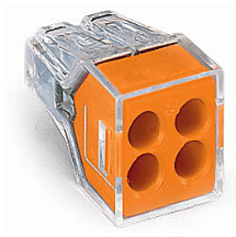 Wago 2.5mm 4 Pole (Orange) Push Wire Cable Connector (Pack of 20)