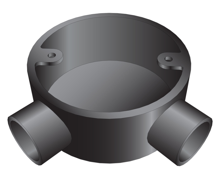 Greenbrook 20mm Black Enamel Circular Angle Conduit Box (2 Way)