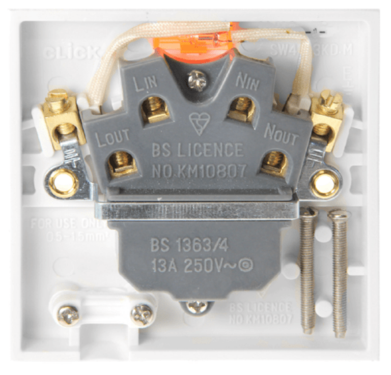 POLAR 13A 1G Fused Connection Unit DP Switched With Flex Outlet Neon