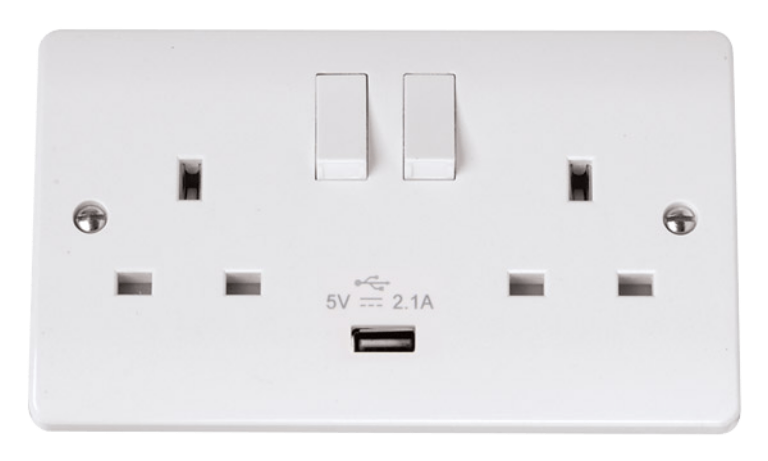 MODE 13A 2G Switched Socket With 2.1A USB Outlet