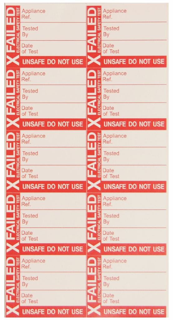 Ind Signs IS2550SA Fail Test Label Pack of 50