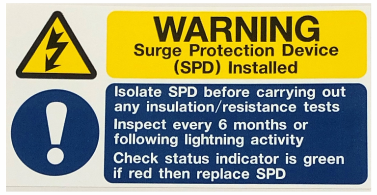 Warning Surge Protection Device, Self Adhesive Vinyl Label, Pack of 10
