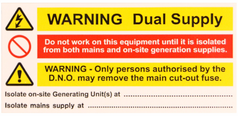 Ind Signs IS8110SA Dual Supply Notice Pack of 10