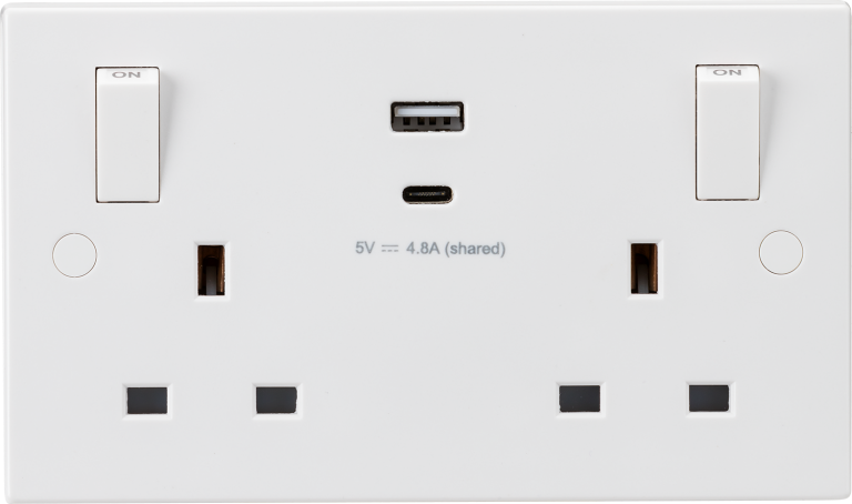MLA SN9002 2G DP SWITCHED SOCKET OUTLET WITH USB WHITE | SQUARE